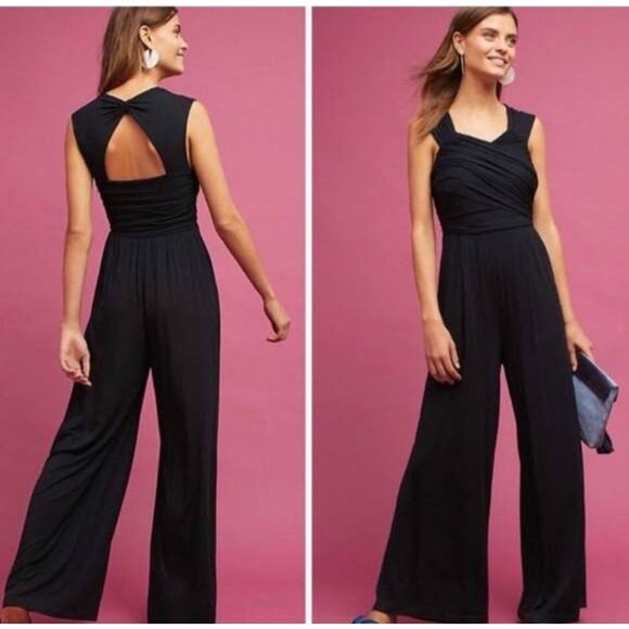 Moulinette Soeurs Pants - Moulinette Soeurs Anthropologie Size M Medium Molly Jumpsuit Black Pockets